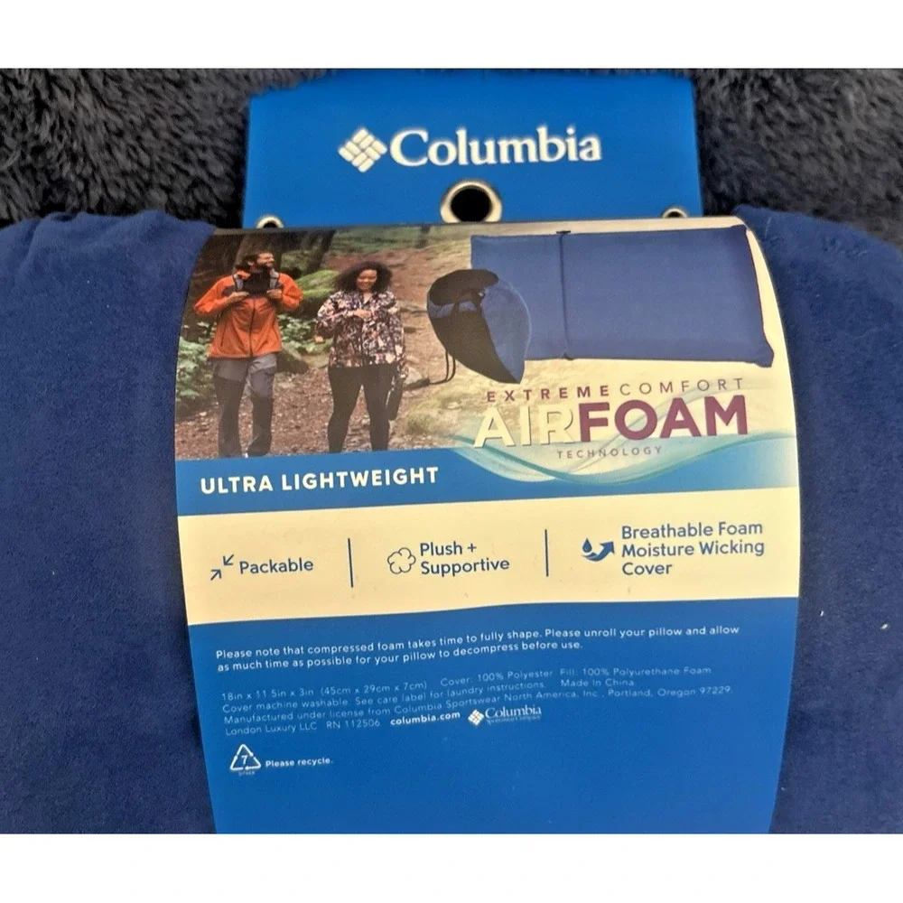 Columbia Ultra Lightweight Compressible Camping Pillow Travel Backpacking 18x11